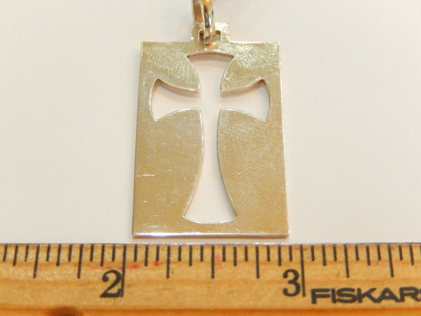 *VINTAGE* - UNOAERRE 800 Silver Cross Cut Out  Pendant 2" x 1"