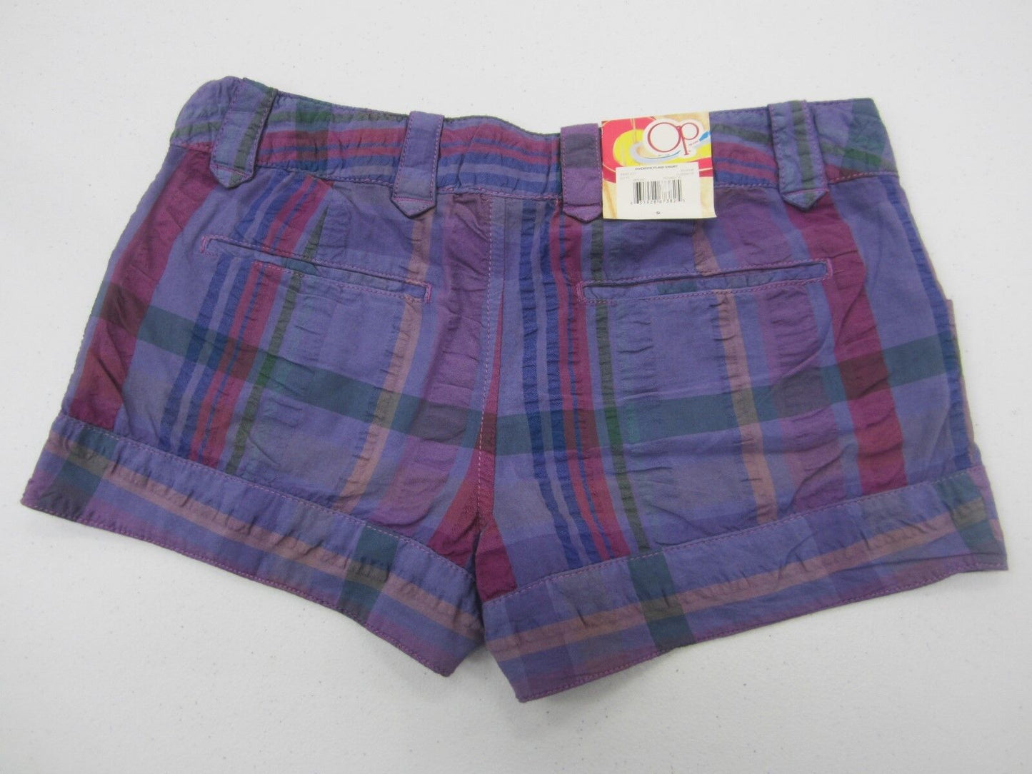 NWT Overdrive Women's  Shorts Purple Plaid Soft Size 5