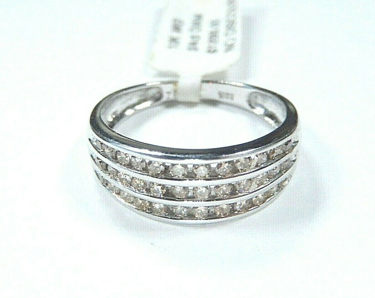 *NWT* 10K White Gold 3/4CT Diamond Anniversary Wedding Band Bridal Ring Sz 7.75