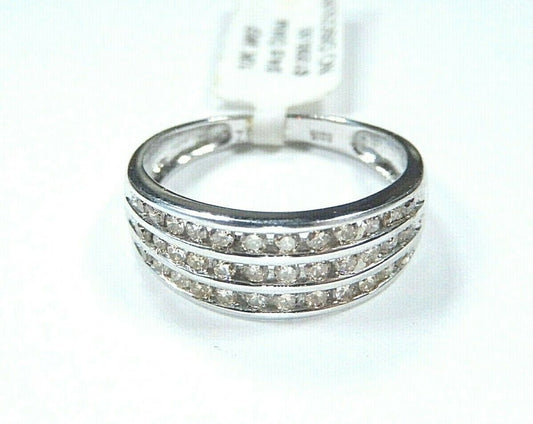 *NWT* 10K White Gold 3/4CT Diamond Anniversary Wedding Band Bridal Ring Sz 7.75