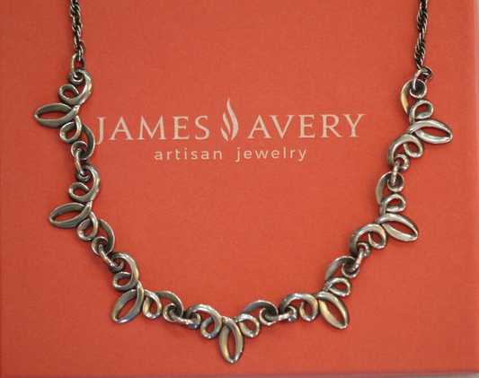 *RETIRED*  R A R E  -  James Avery Sterling Silver Ribbon Loops Necklace 16"-18"