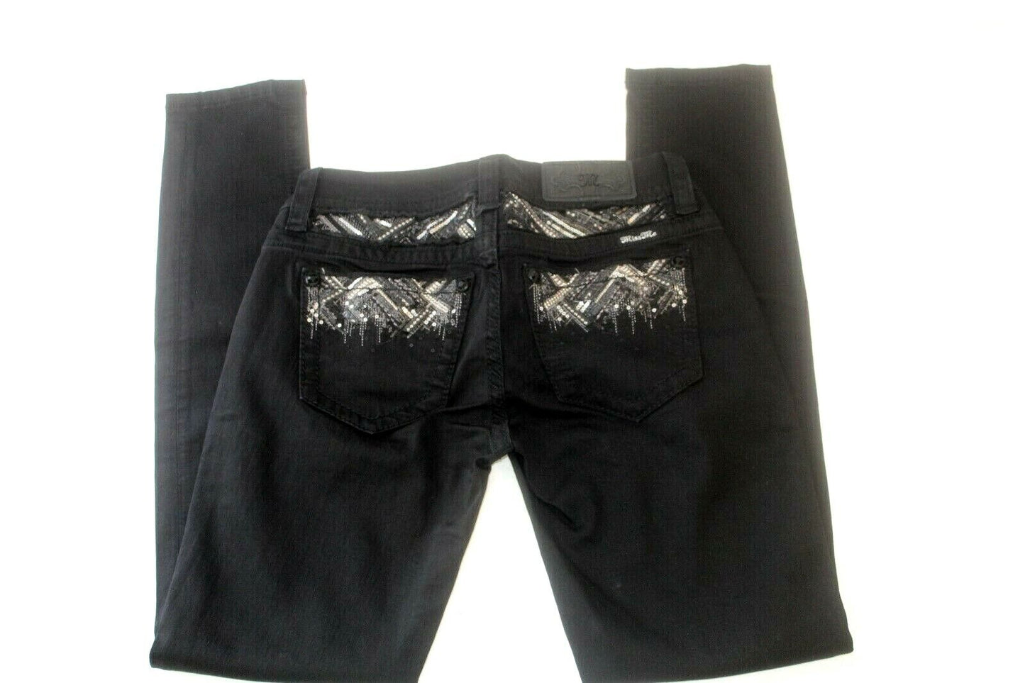 *NWT* $104. Miss Me Womens Black Sequins JE8850ESR Mid Rise Easy Skinny Jeans 25