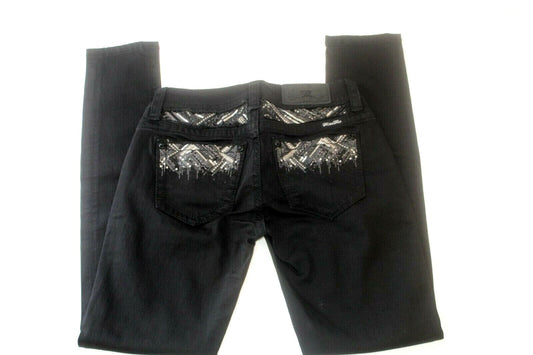 *NWT* $104. Miss Me Womens Black Sequins JE8850ESR Mid Rise Easy Skinny Jeans 25