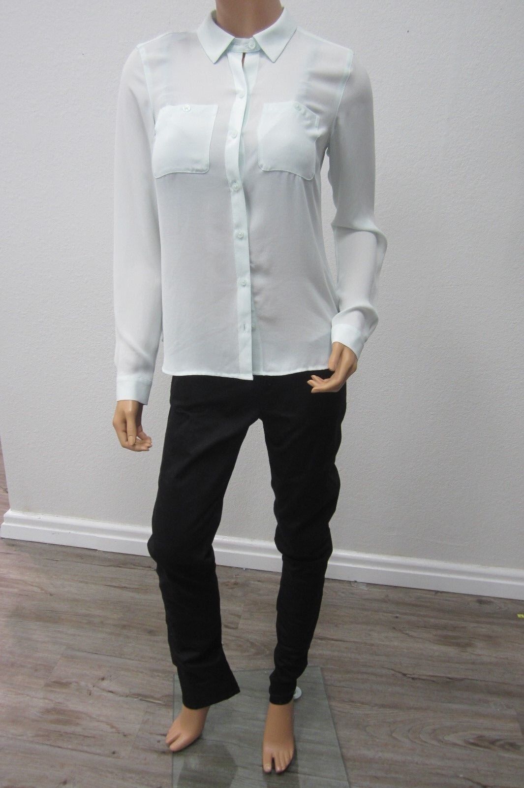 *NWT* Ann Taylor LOFT CUTE Long Sleeve Semi-Sheer Button Down Top ~ Size XSmall