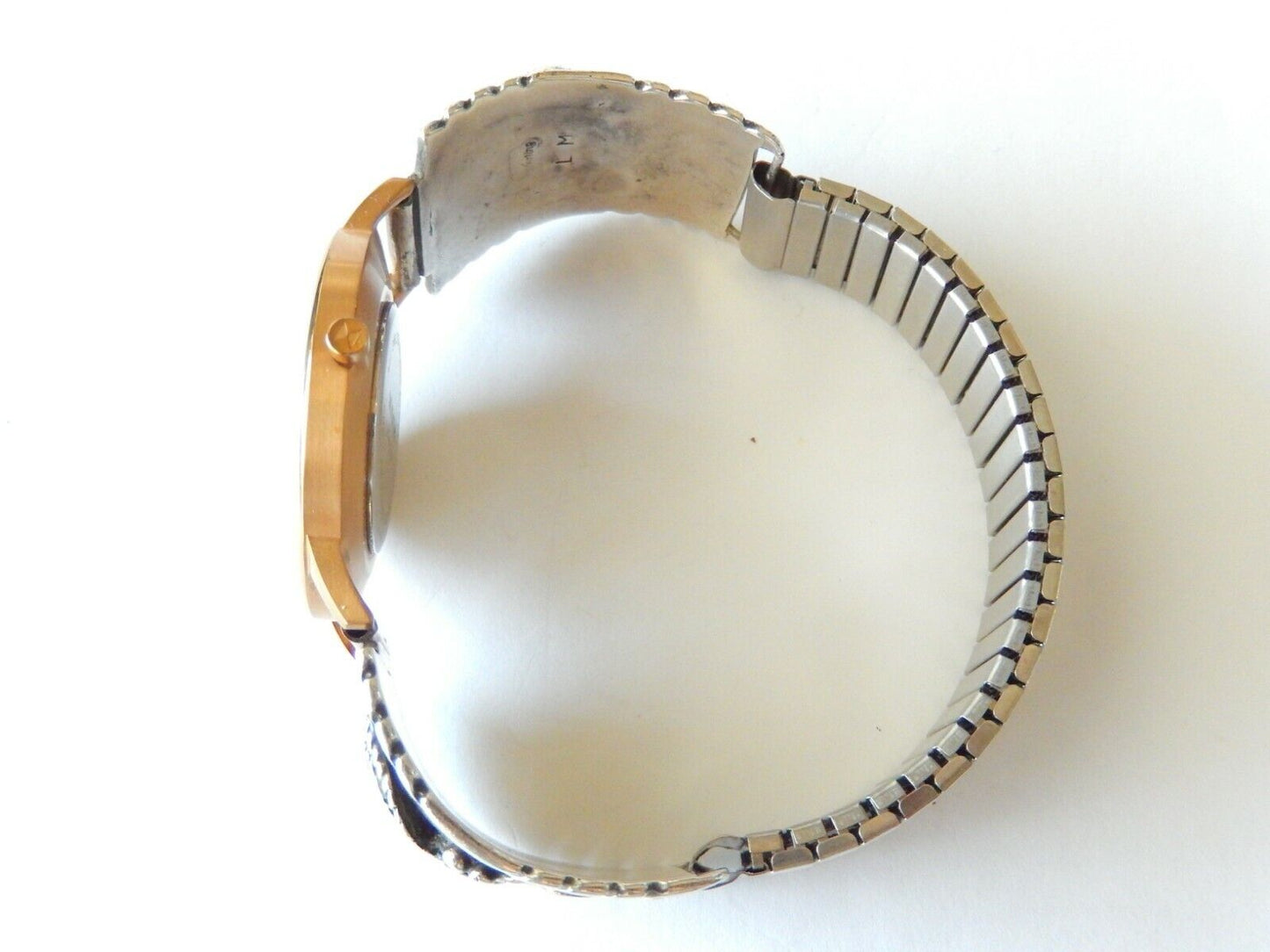 Signed Navajo 14K Gold Sterling Silver Men's Watch Band  w/ MVMT Quartz Watch