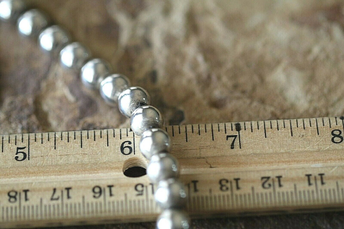 *VINTAGE* Indian Pearl Sterling Silver 925 Sliding 8mm Bead Necklace 24"- 42.8gm