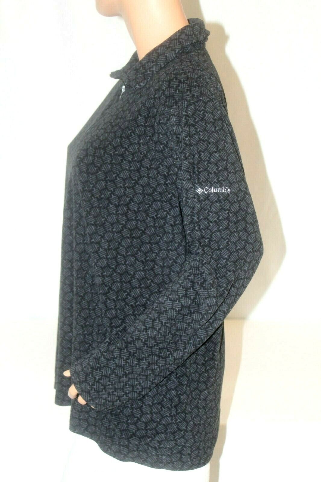 Columbia Women's Black/Gray Super Soft Fleece Sweater 1/4 Zip Up Jacket Sz 1X