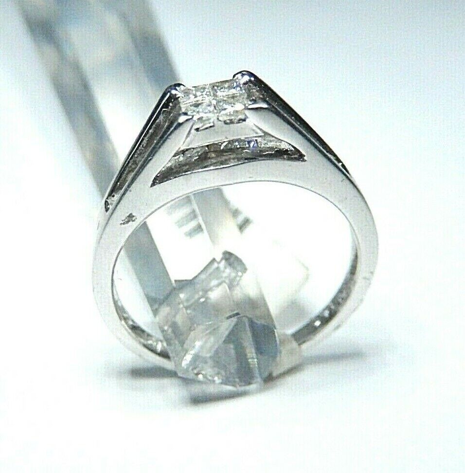 *NWT* 14K White Gold .50Ct Natural Diamond Engagement Wedding Ring Size 5.25
