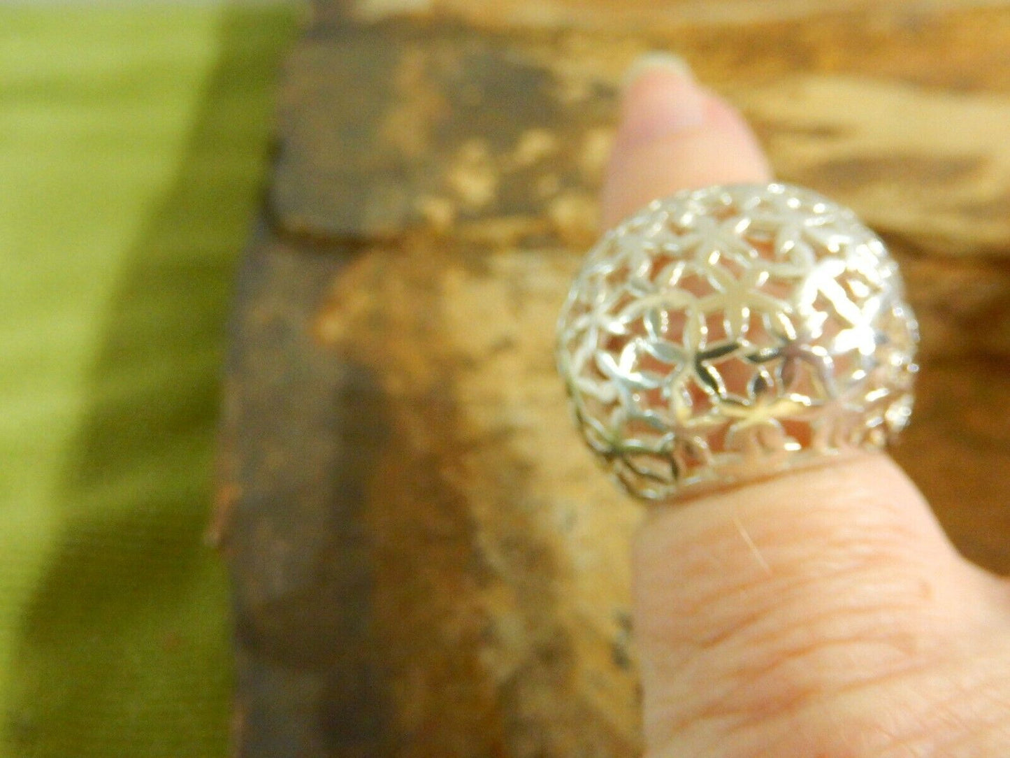 Vintage Stunning Large Solid Sterling Silver Dome Filigree Ring Size 6.5
