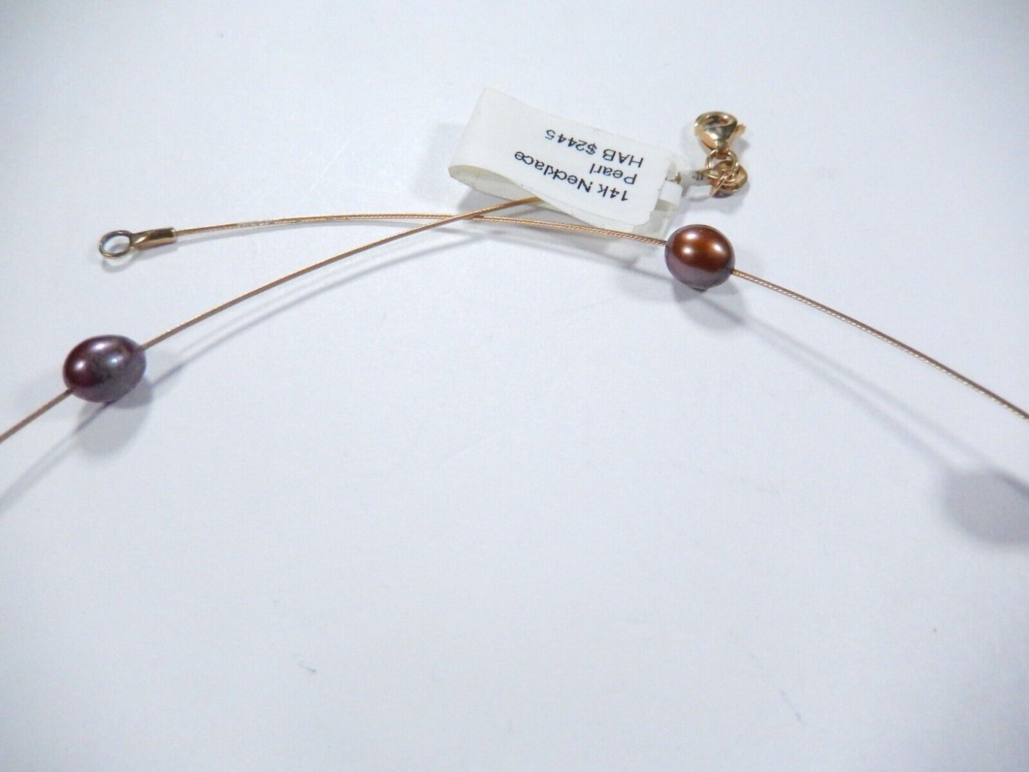 Solid 14k Yellow Gold Wire 7.5mm x 5.5mm 22 Copper Pearls  17" Necklace 9.8 gms