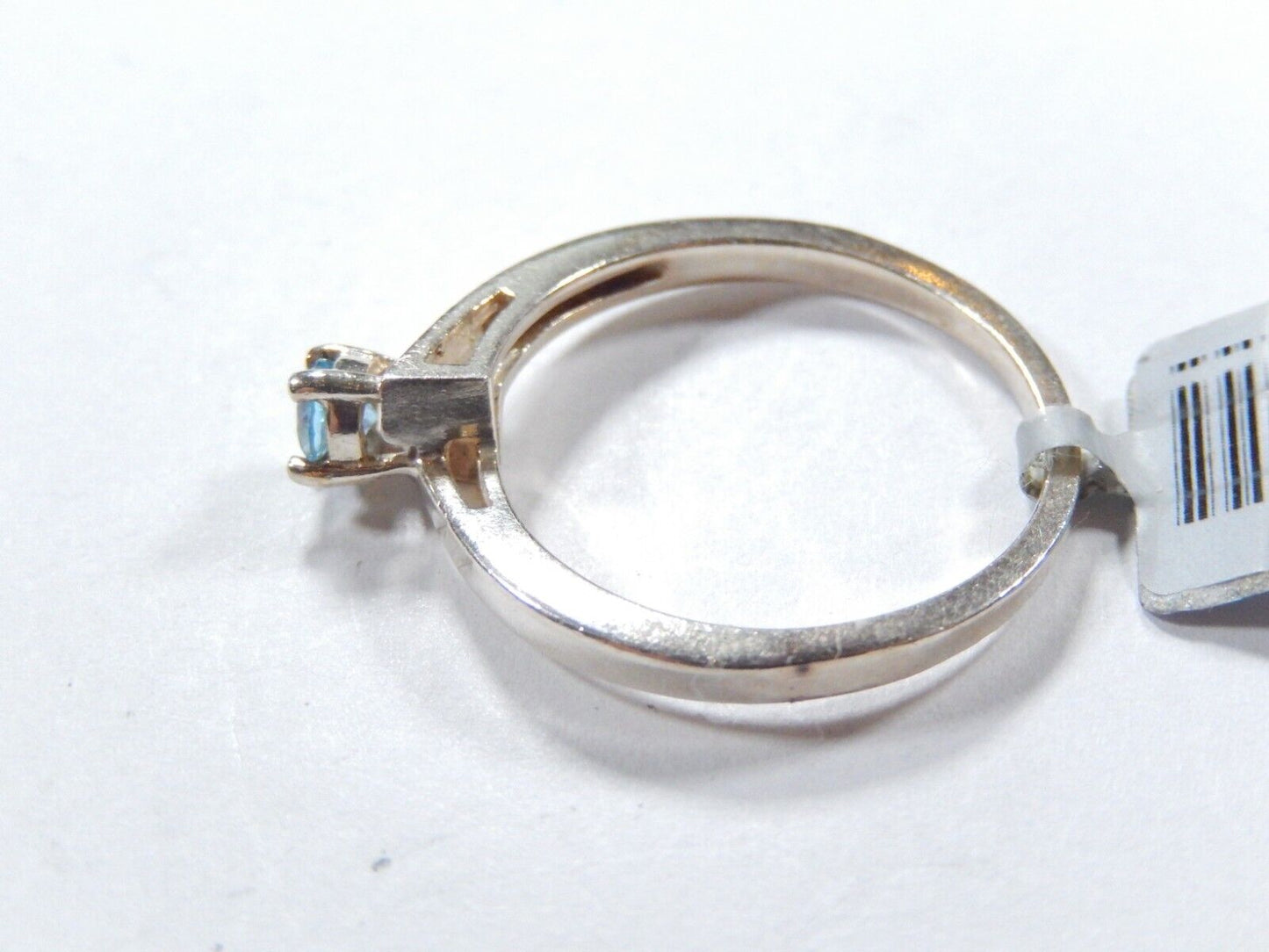Round Blue Topaz Gemstone Solitaire Decorative 925 Sterling Silver Ring Sz 8.75