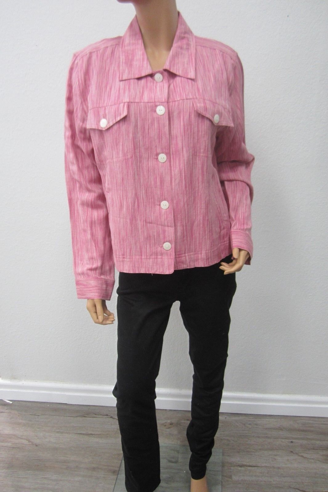 *NEW*   Womens Pretty Pink Striped Christopher & Banks Jacket Size XLarge