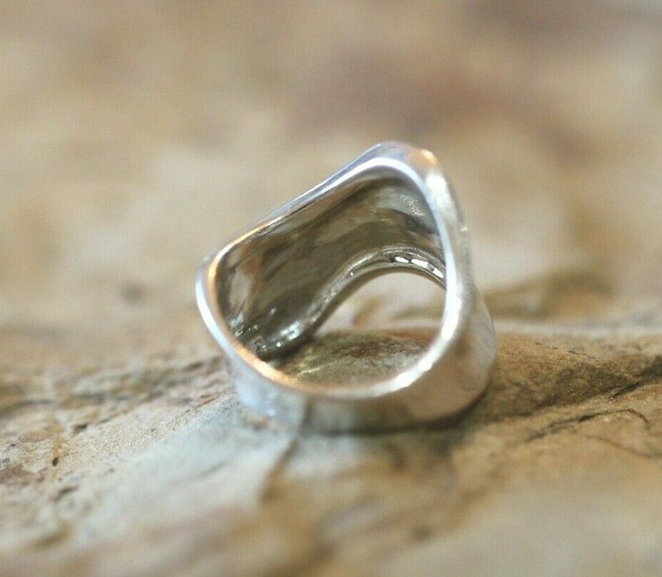 *VINTAGE*  925 STERLING SILVER MODERNIST SWIRL RING  15MM WIDE  Size 8