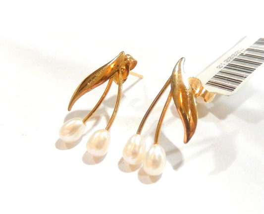 14k Yellow Gold Pearl Drop Earrings