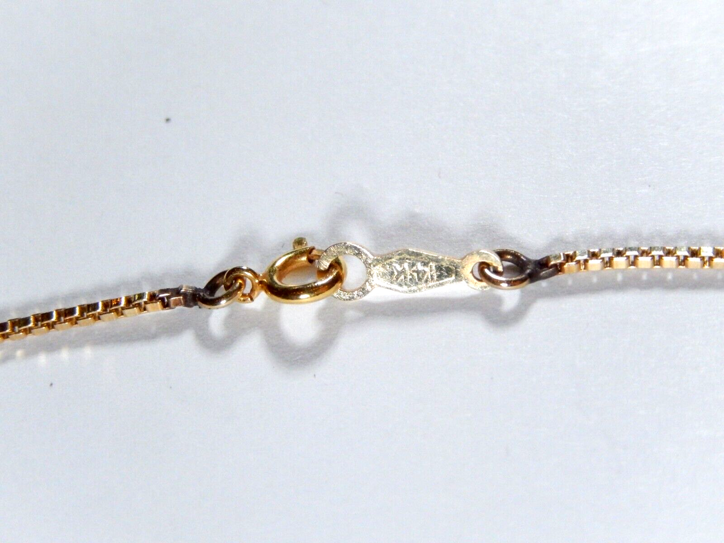 *VINTAGE*  14k Yellow Gold Diamond Heart Pendant Necklace & Thick 15" Box Chain