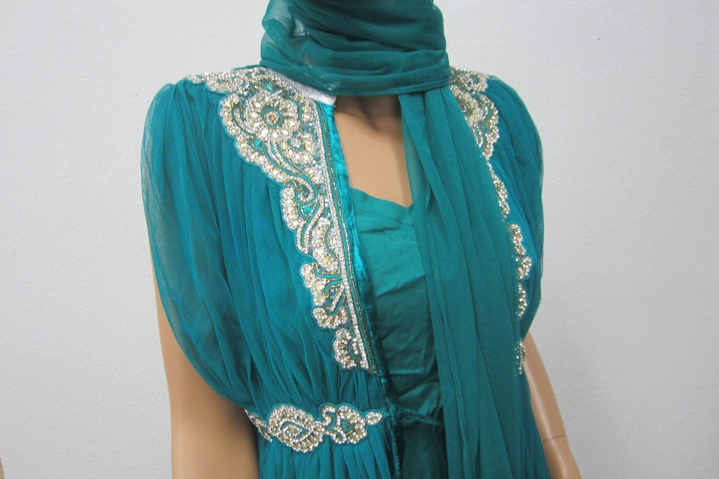 Beautiful Party Evening 4 Pc  Rhinestone Saree Women Fashion Clothing Wrap Sari