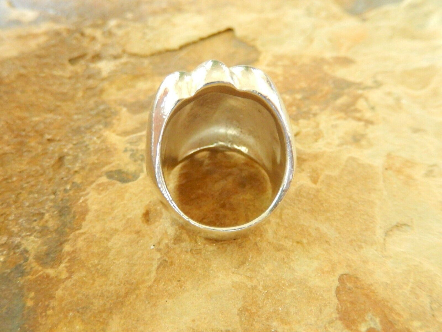 *VINTAGE*  Lrg Modernist Mexico Sterling Silver Sculptural HEAVY RING size 7.75