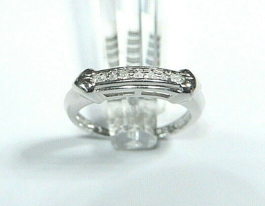 *NWT* 10k White Gold Round Natural Seven Diamond Wedding Band Ring Size 7