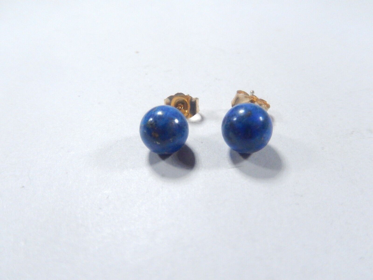 14K Yellow Gold Gem Quality Lapis 7mm Ball Ear Stud