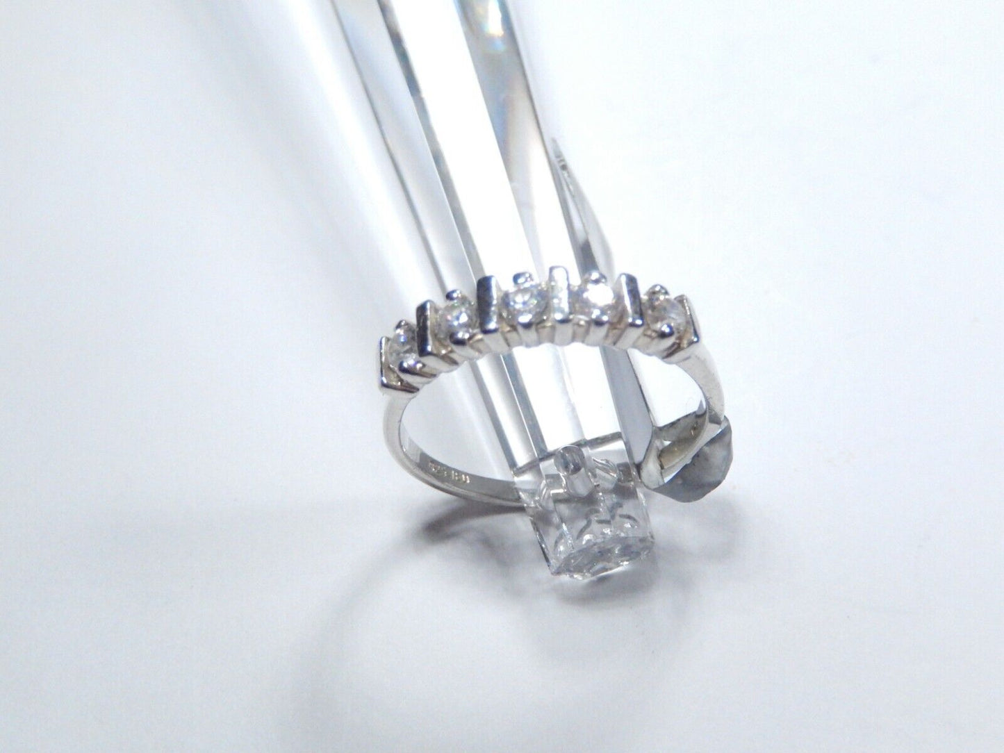 *VINTAGE*  Sterling Silver Channel-Set CZ 4mm Band Ring Size 7.75