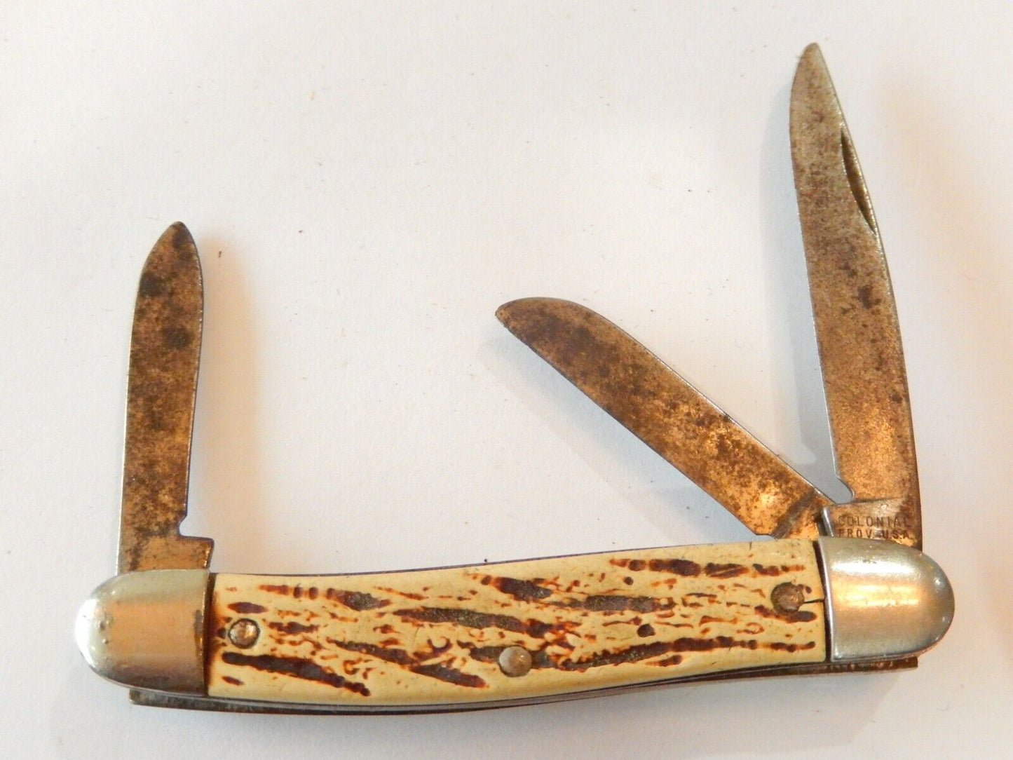 *VINTAGE* Colonial Prov. USA Folding Knife Triple 3 Blade - Patent 3,317,996