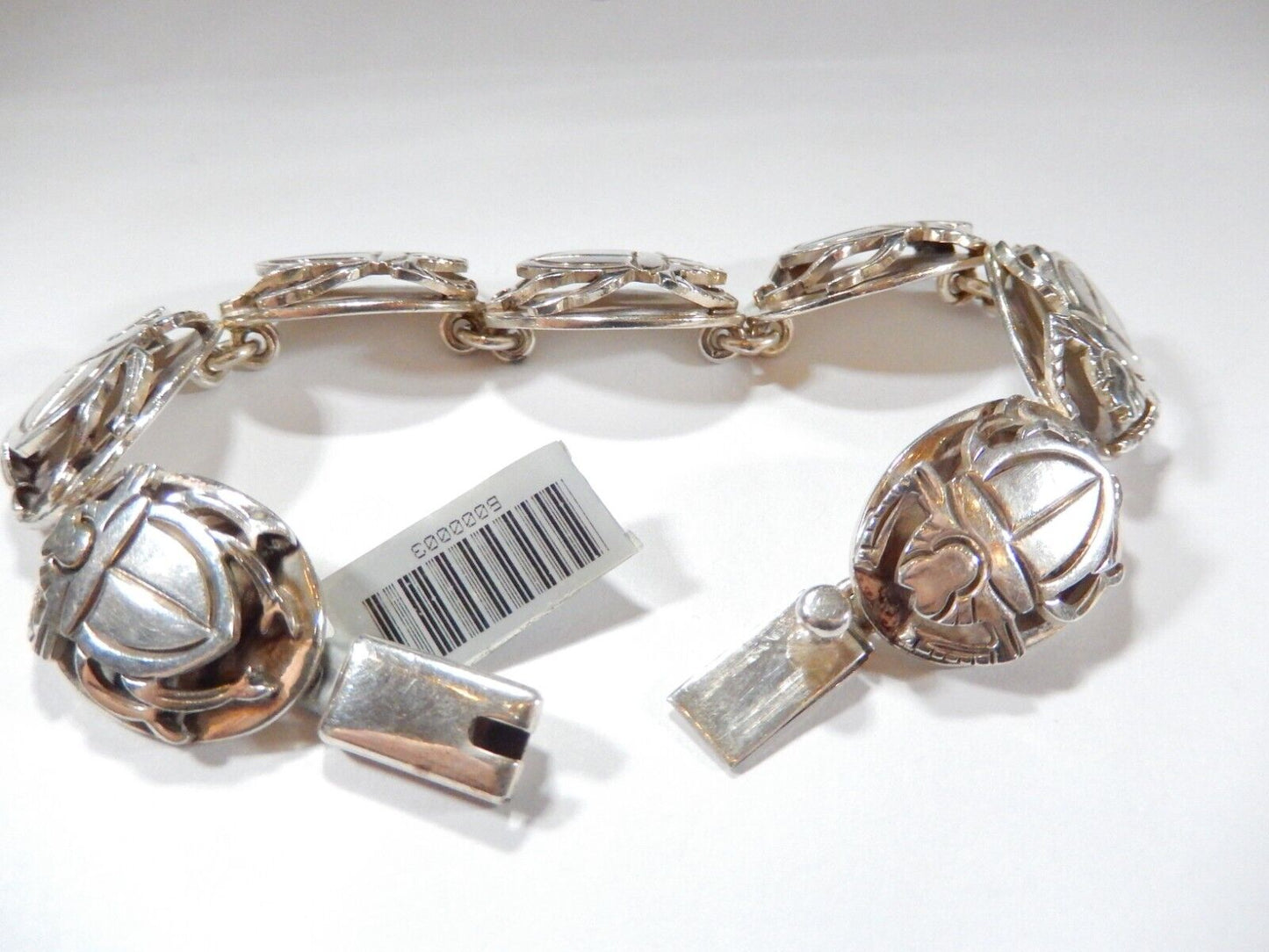 *VINTAGE*  MEXICO STERLING SILVER HEAVY 64.4 GRAMS  BEATLE BUG  7.5" BRACELET