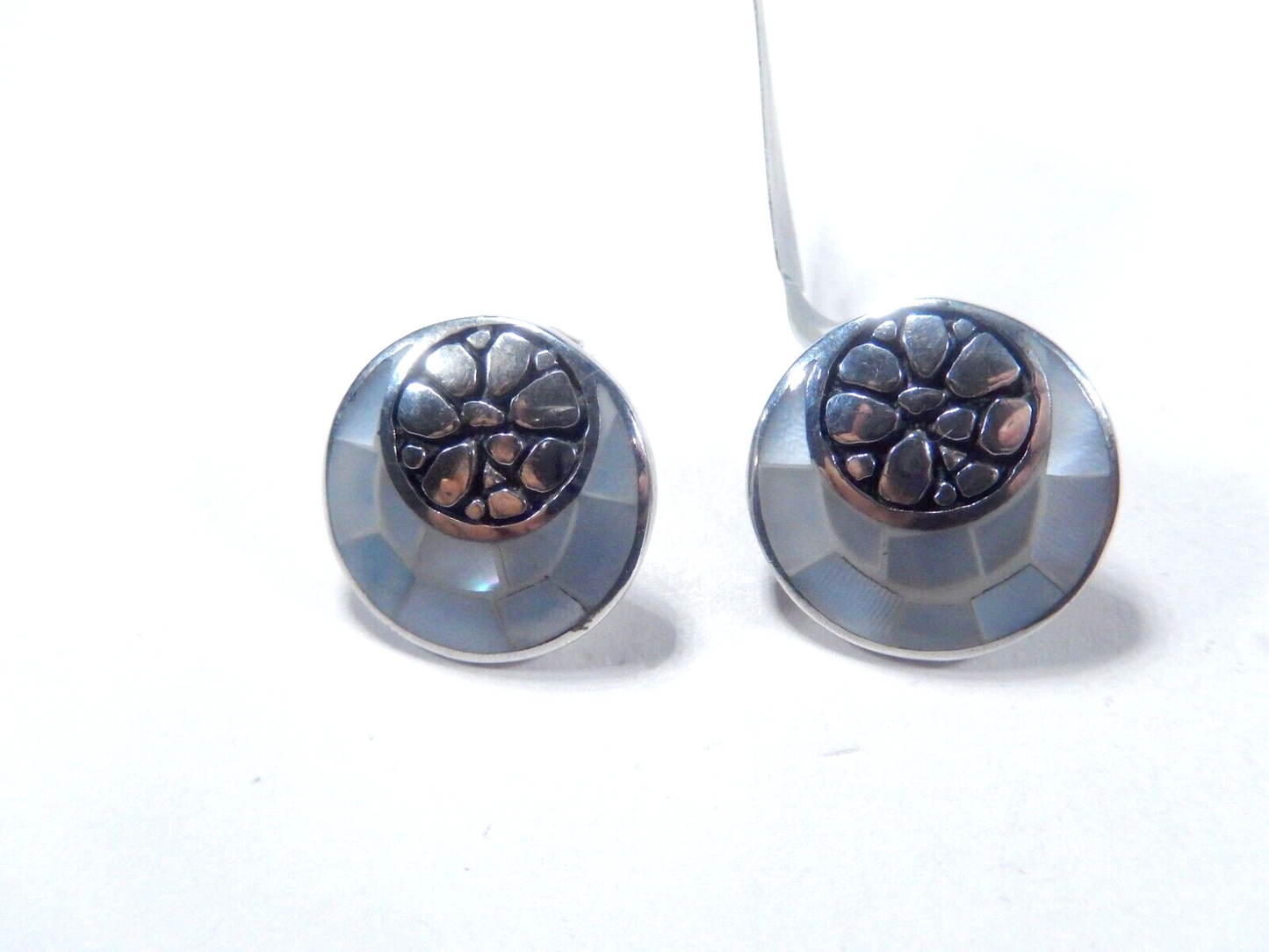 *VINTAGE*  Sterling Silver BARBARA BIXBY  Light Grey  MOP  Post Earrings