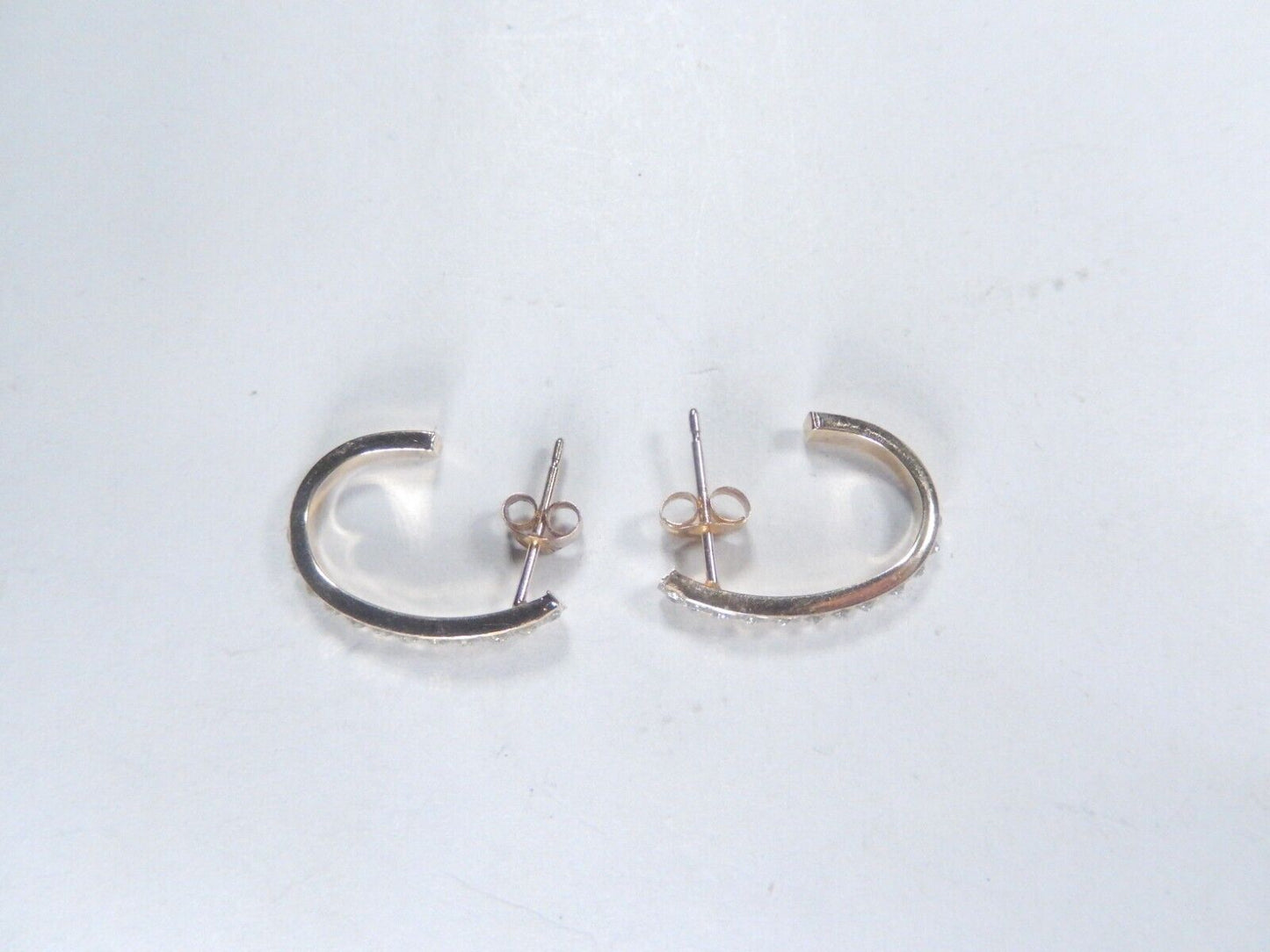 *VINTAGE*   18K YELLOW GOLD 24 DIAMOND "J" HOOP EARRINGS