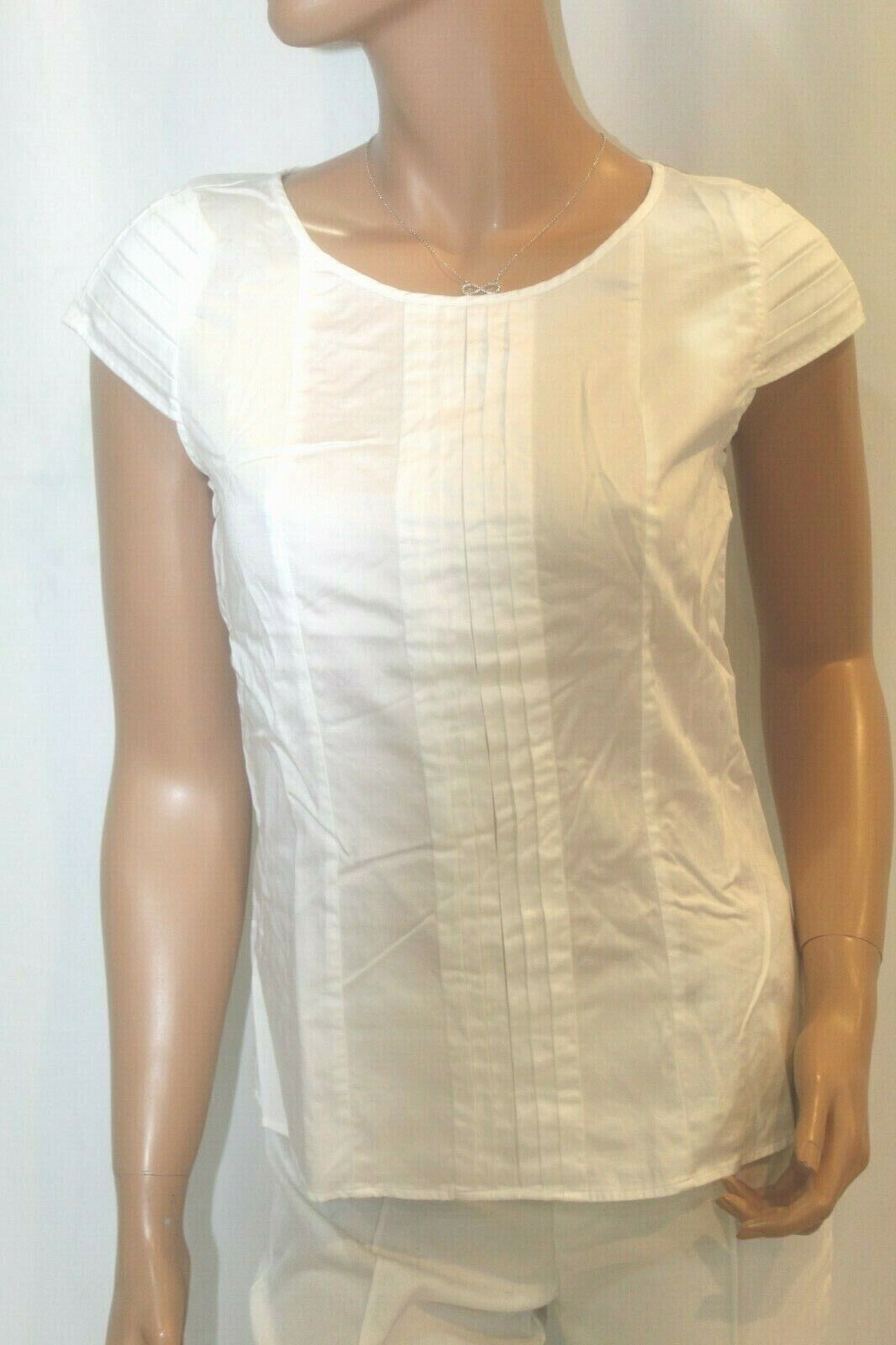 *NWT* $89. Antonio Melani White Cotton Cute Design Cap Sleeve Blouse Size S