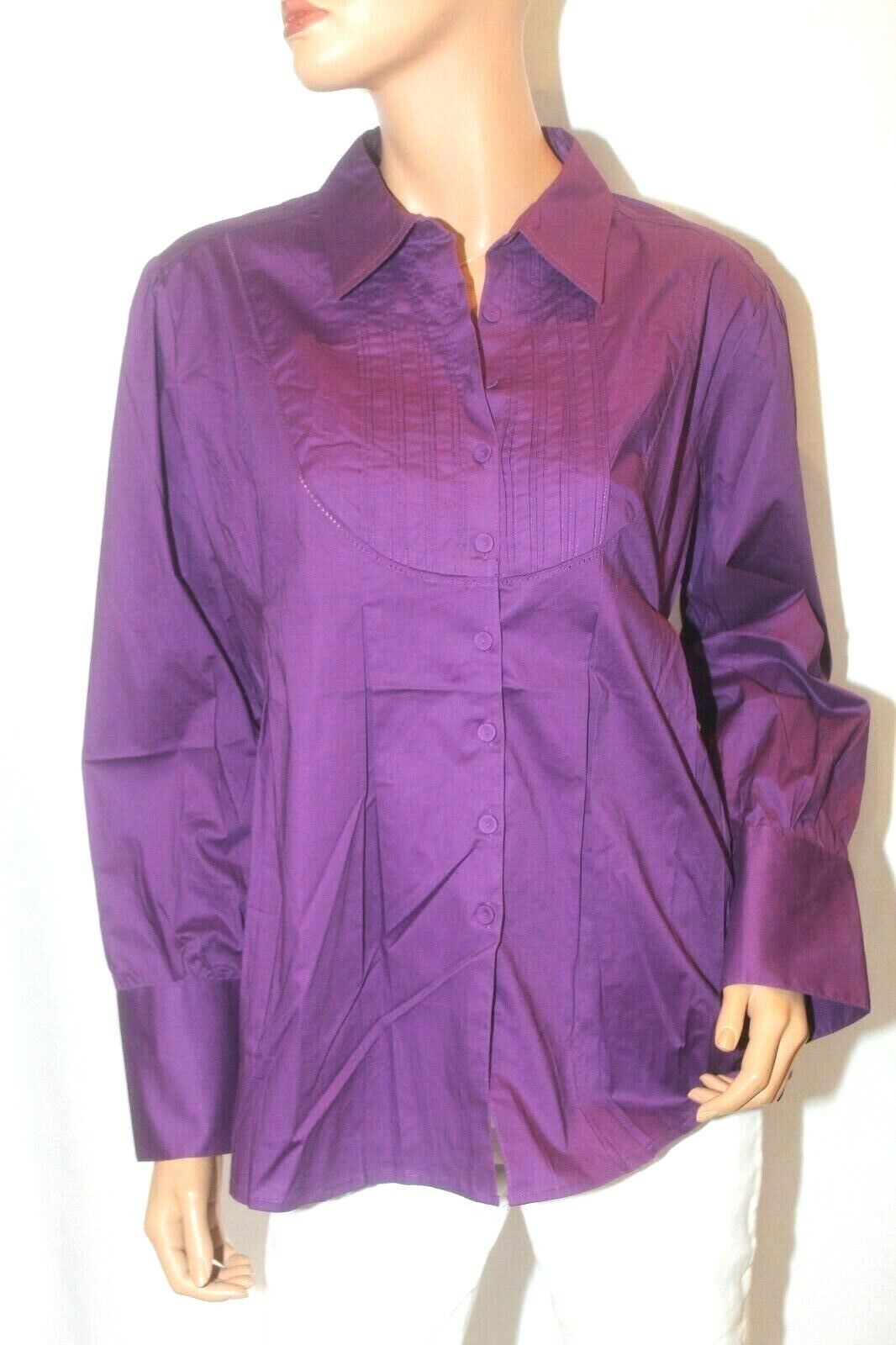 *NWOT* Motto QVC Women's Purple Long Sleeve Button Down Blouse Size Large