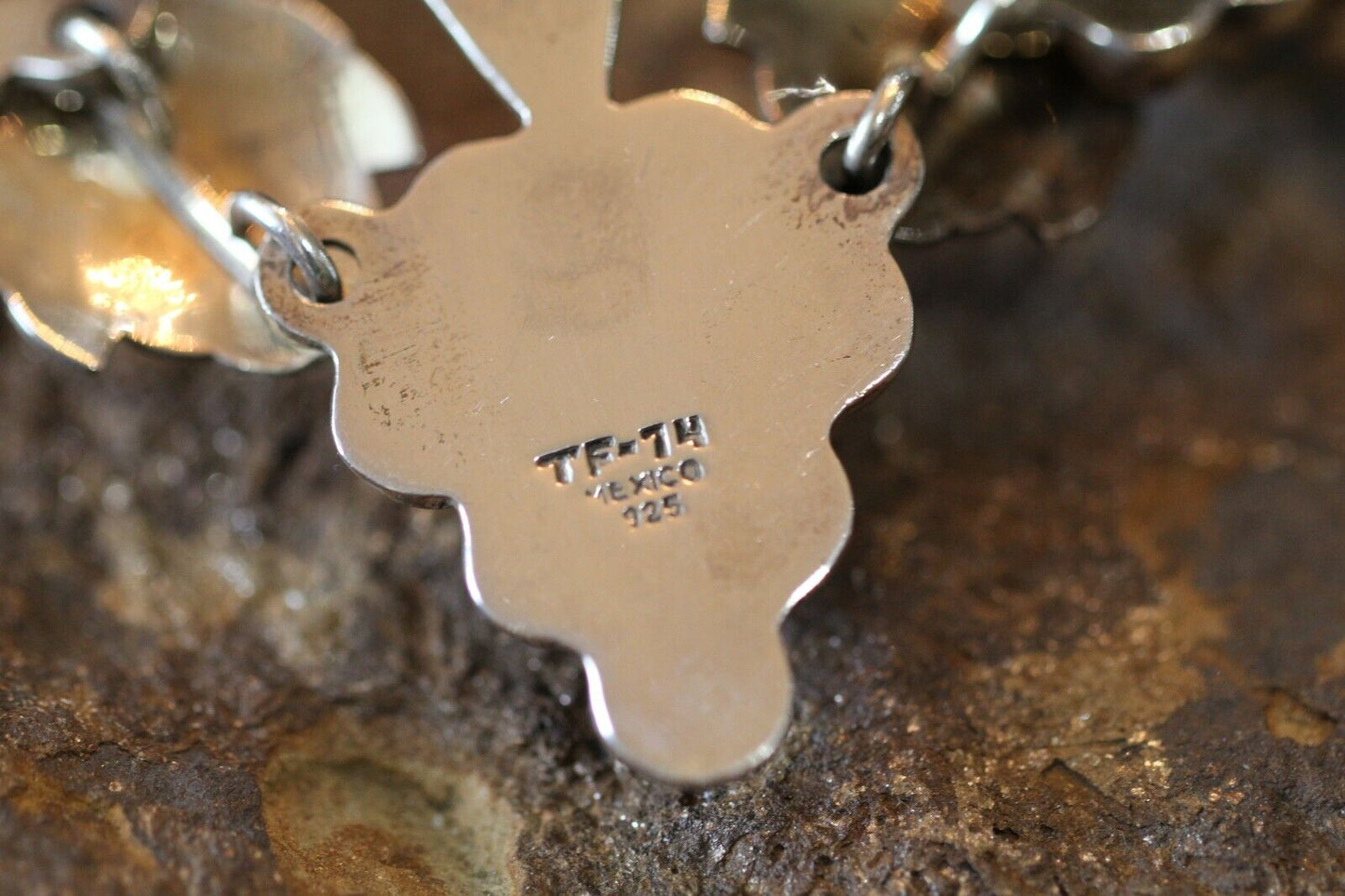*VINTAGE* Taxco Mexico Sterling Silver Grape Vine Necklace Hand Made Signed 17"