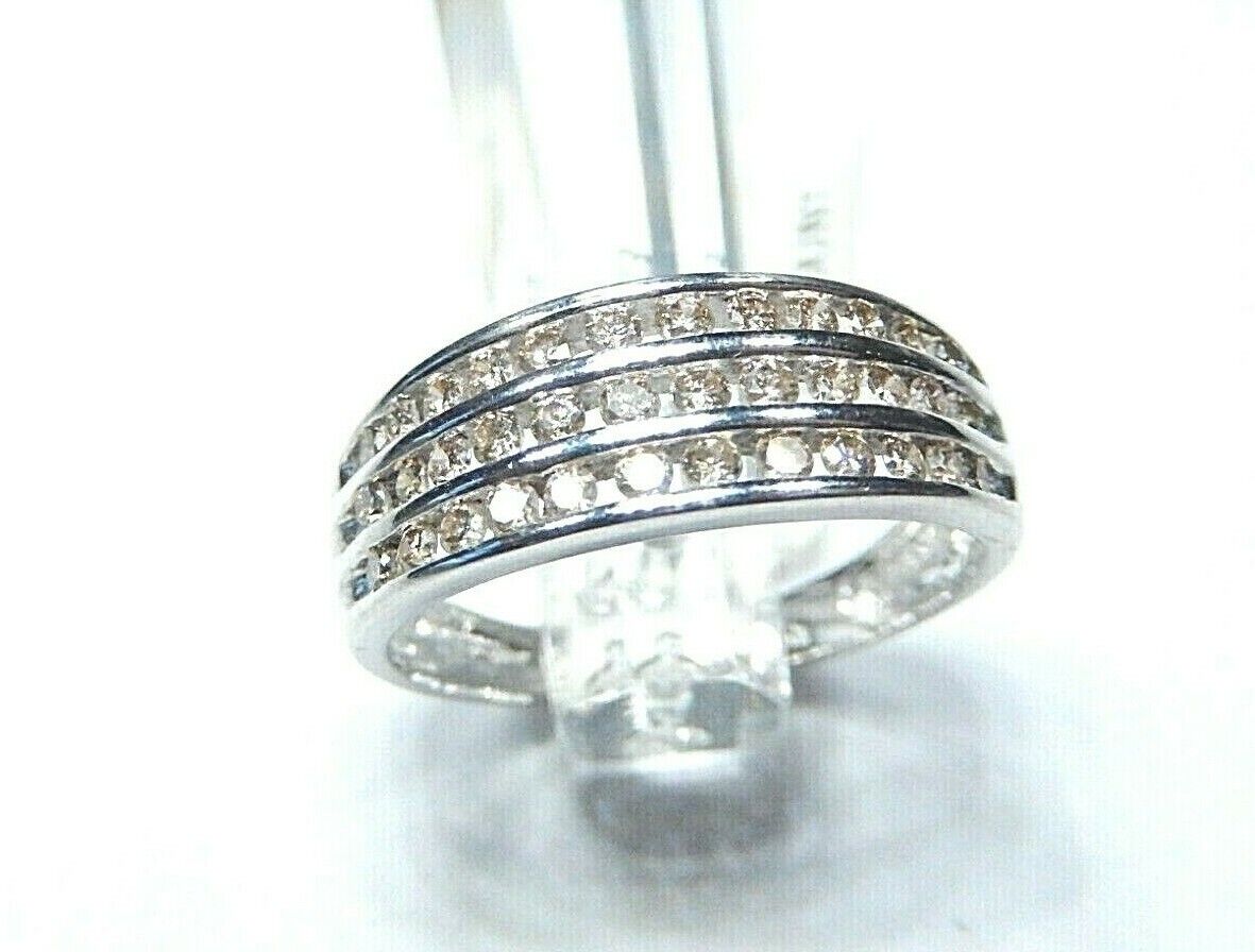 *NWT* 10K White Gold 3/4CT Diamond Anniversary Wedding Band Bridal Ring Sz 7.75