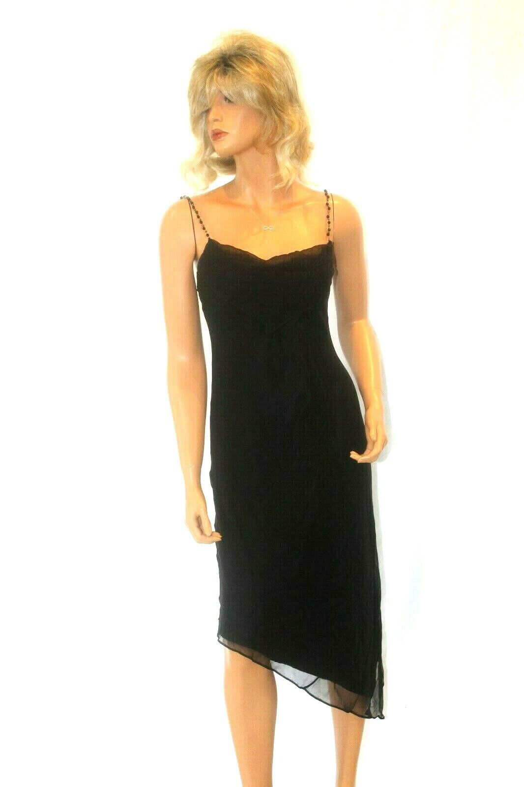 *NWT* $185. Laundry by Shelli Segal Womens Black Chiffon Evening Dress Sz  2