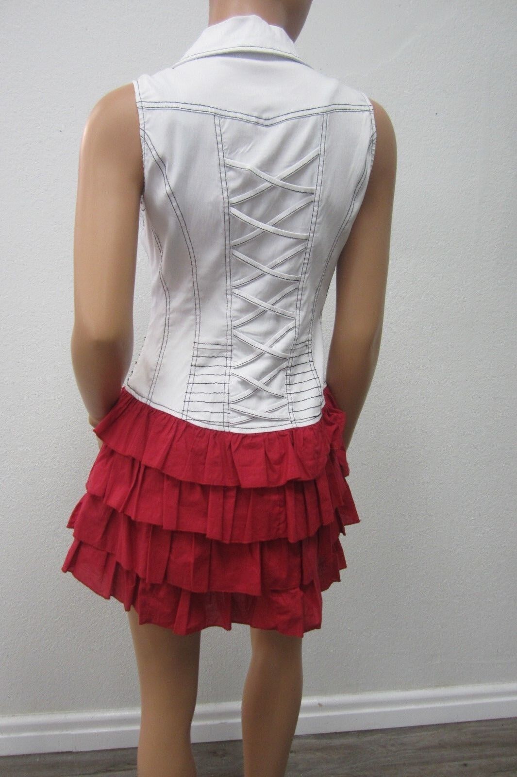 *NWT*  LYDIA SUPER CUTE Red/White Collar Ruffle Dress Size Medium