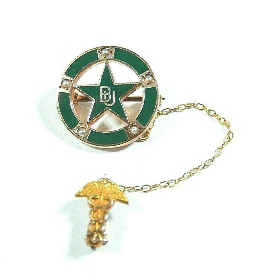 10K Yellow Gold & Pearl & Enamel  BAYLOR UNIVERSITY  DOCTOR/DENTIST/NURSE Pin