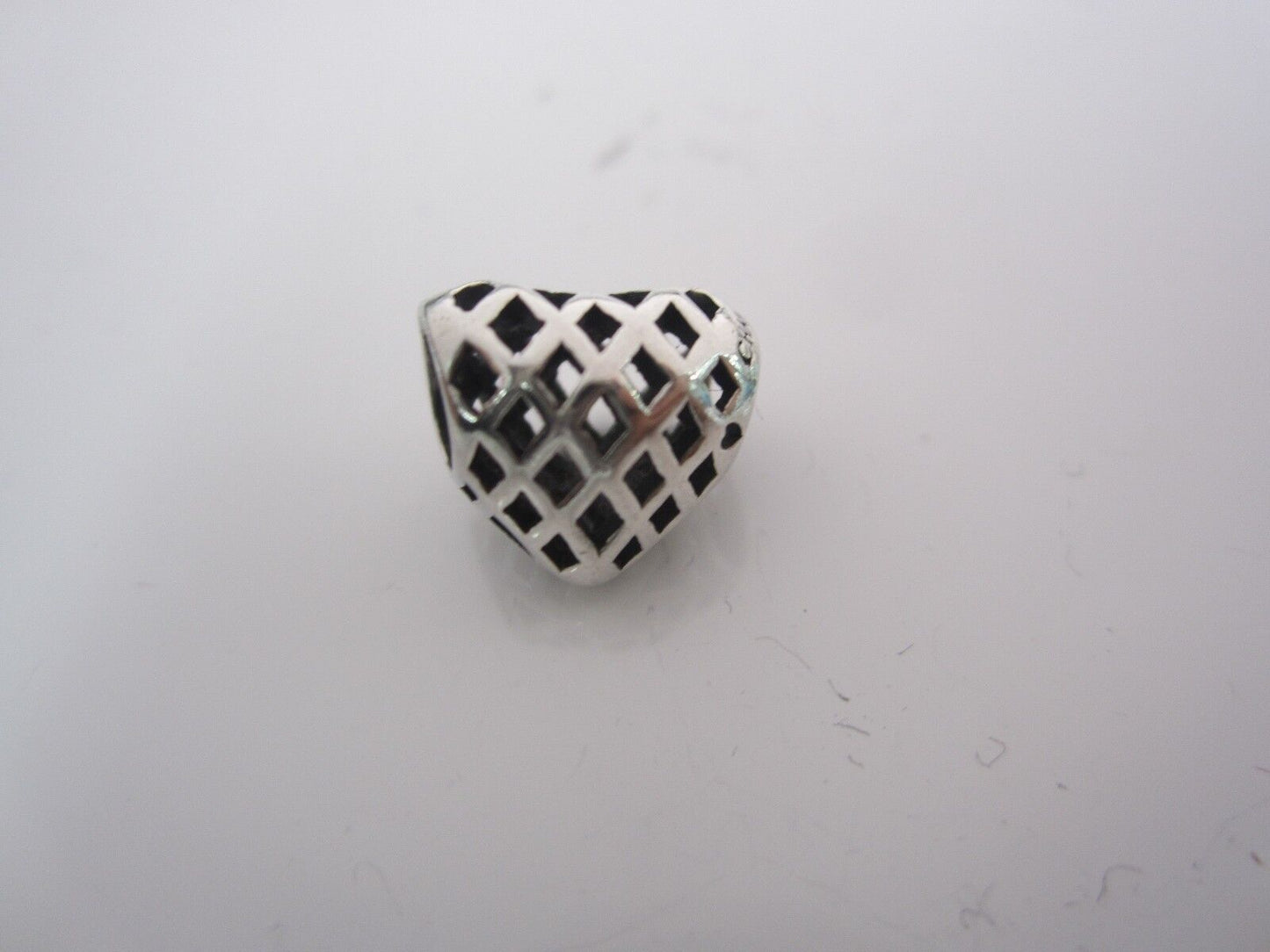 AUTHENTIC Chamilia Lattice Heart Slide Charm Spacer Solid 925 Sterling Silver