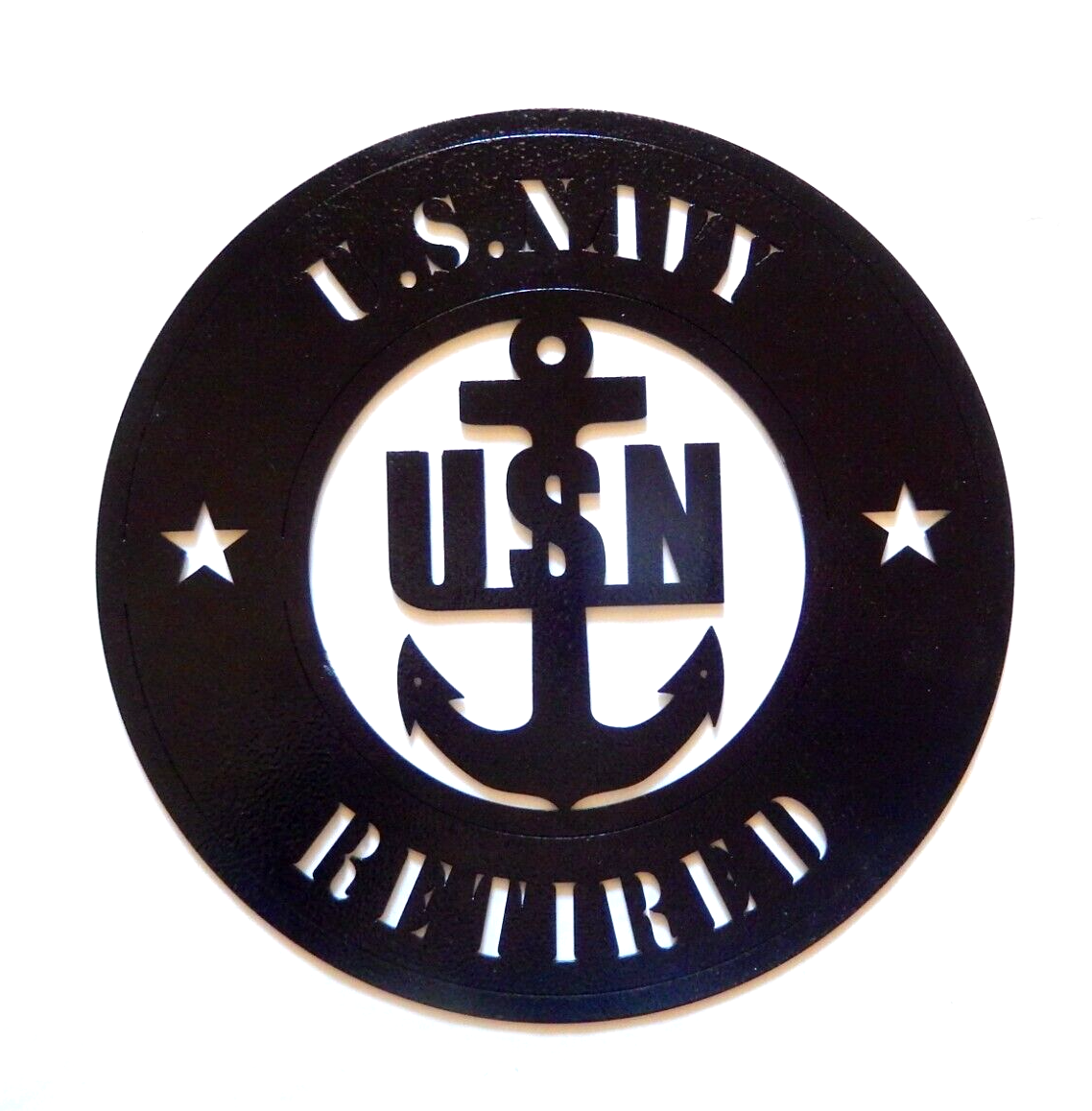 ~NEW~ 12ga. "U. S.  NAVY RETIRED" Black Metal  Military Wall Plaque 11"