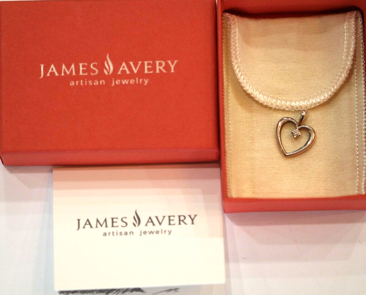 VERY NICE James Avery Sterling Silver Heart with Diamond Pendant