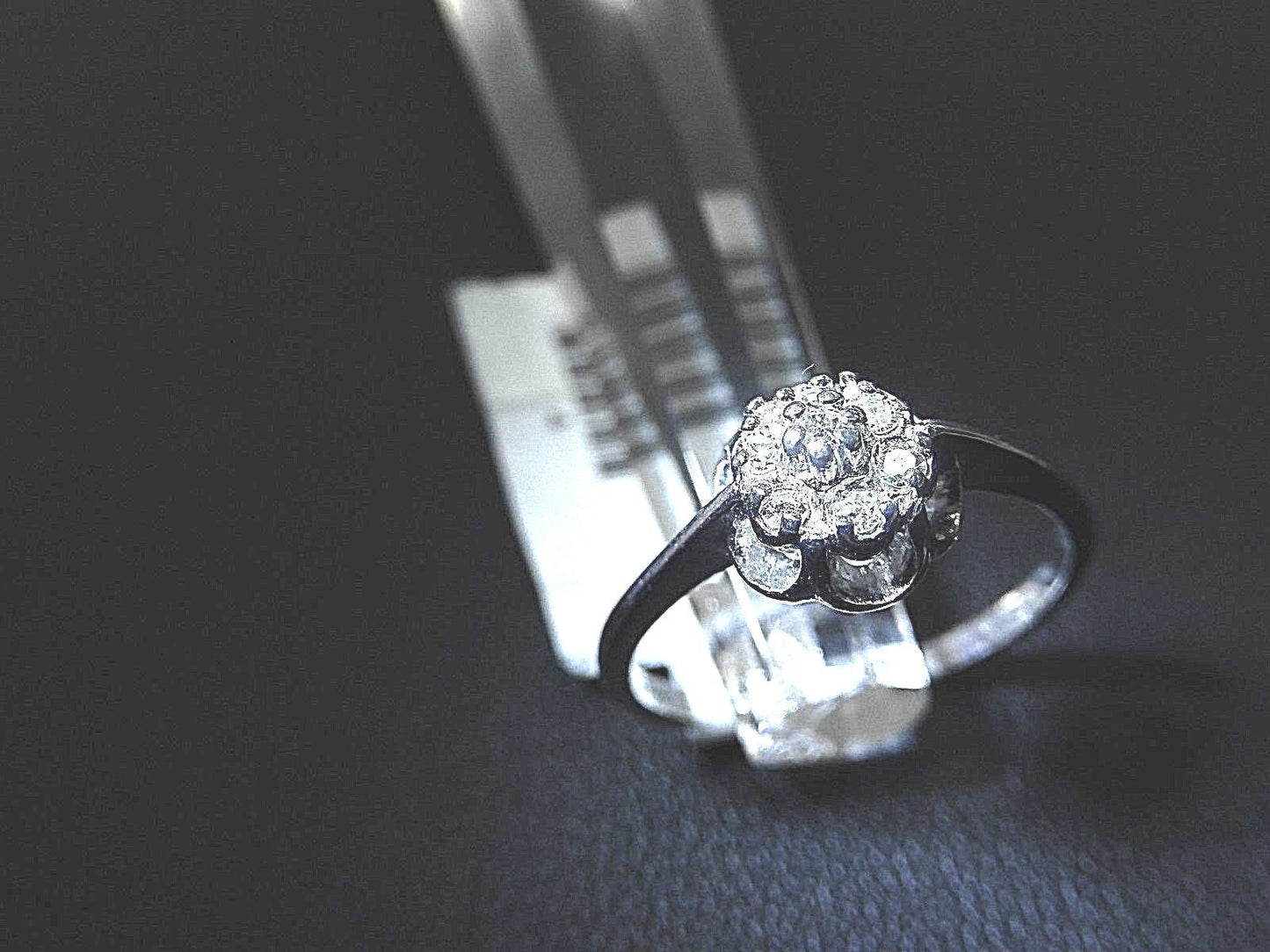 Solid 14K White Gold Natural Diamond Halo Cluster Ring Size 5.75