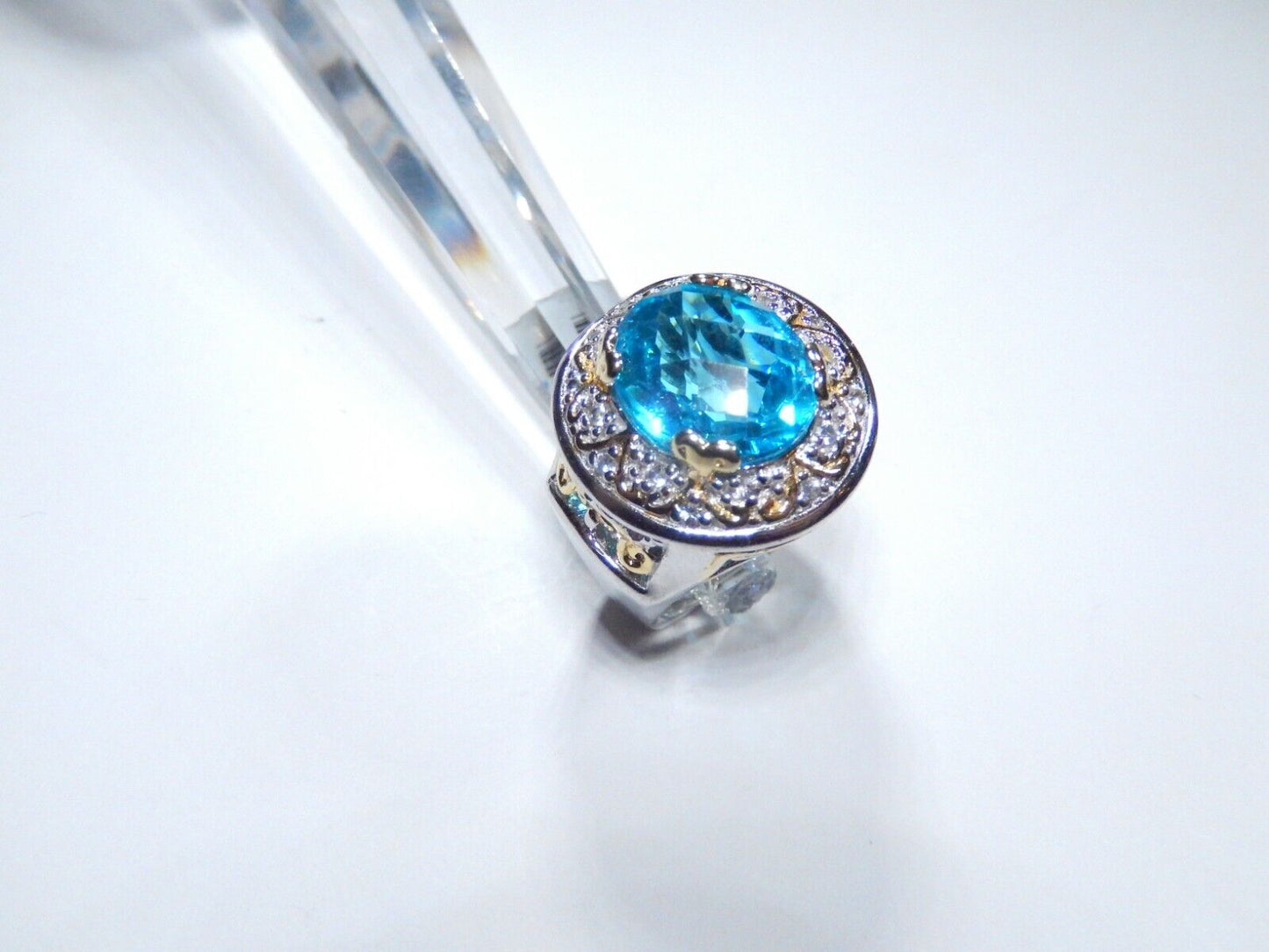 Michael Valitutti NH 12.0 CT BlueTopaz Gemstone Sterling Silver 15gm RING Sz 6.5