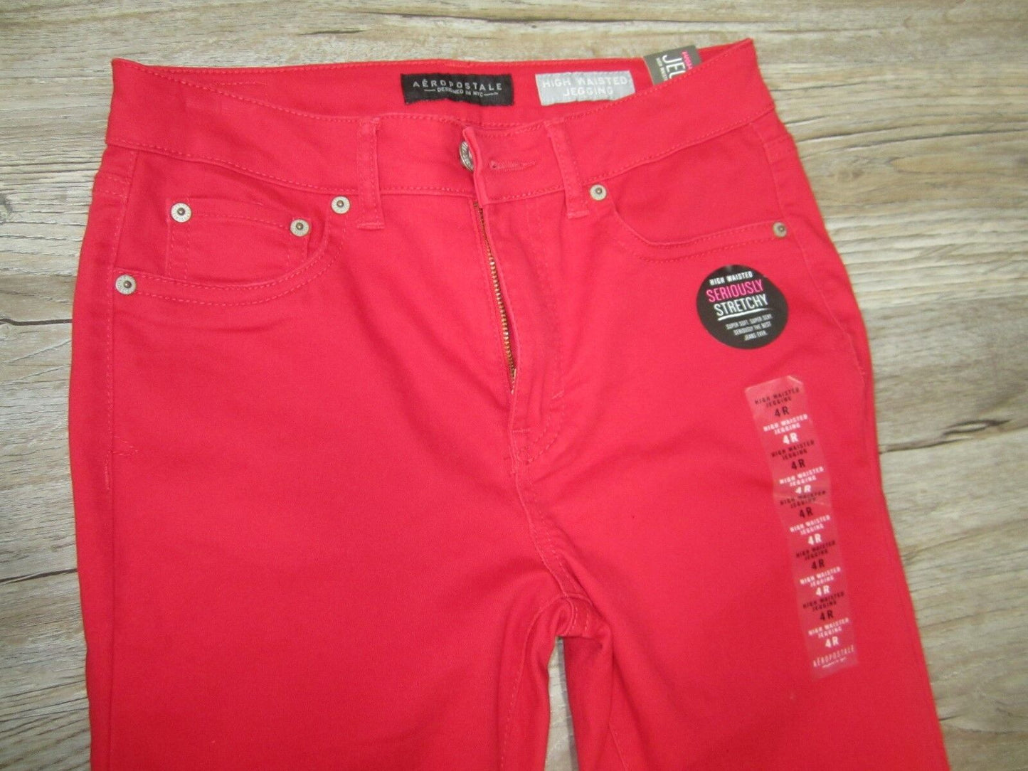 NWT Aeropostale Womens Seriously Stretchy Red Color Wash High-Waisted Jegging 4R
