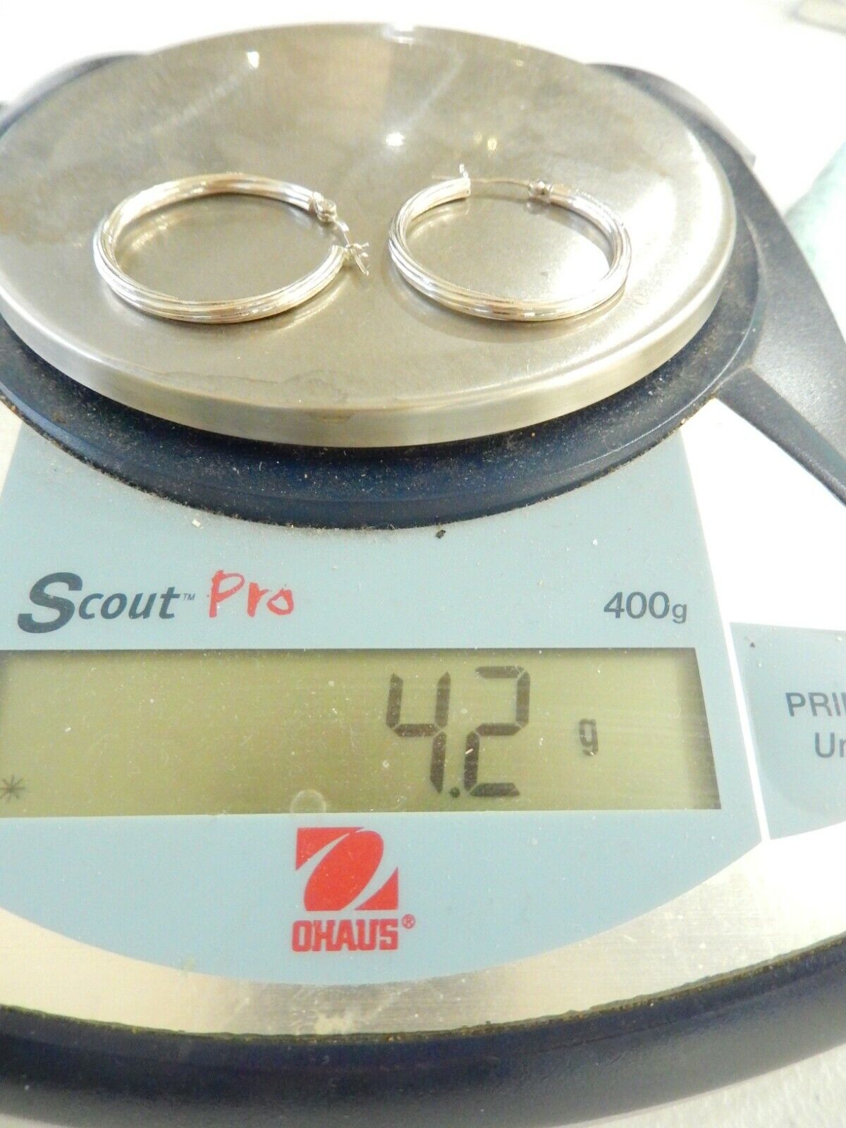 *VINTAGE*  925 Sterling Silver Classic Round 1 3/8" Diam Hoop Earrings