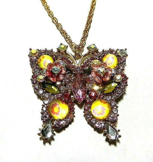 *NEW*   Betsey Johnson BUTTERFLY PENDANT NECKLACE LARGE - 30" LENGTH