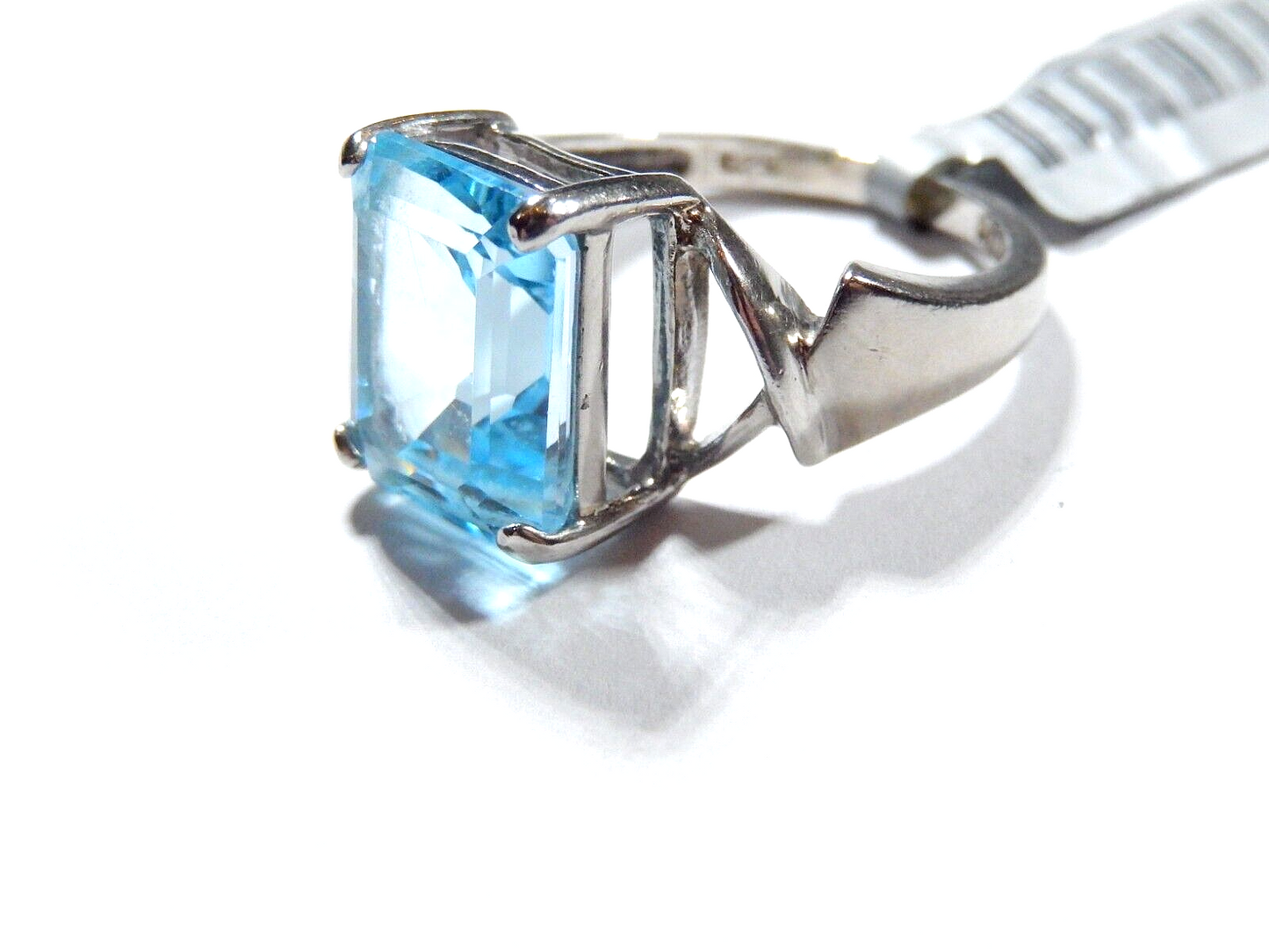 *VINTAGE*   5.00CT Swiss Blue Topaz 925  Sterling Silver Band Solitaire Ring 7