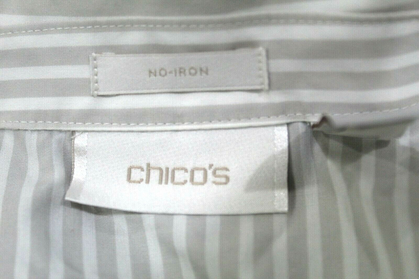 Chico's No-Iron  Button-Down Stripe Blouse  (Chico's 1) 100% Cotton SUPER CUTE