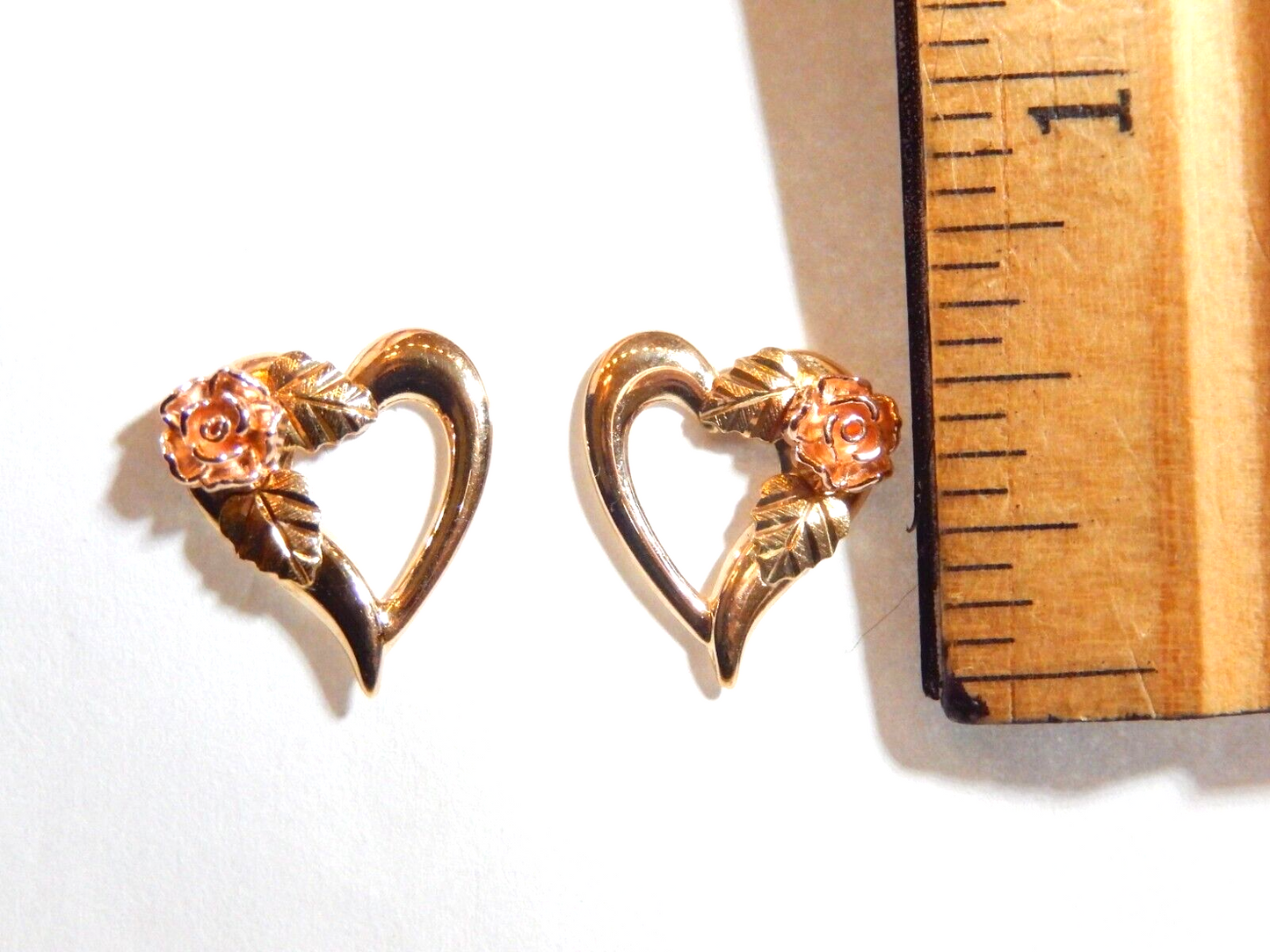 10k Tri-color Black Hills Gold Heart Post Earrings