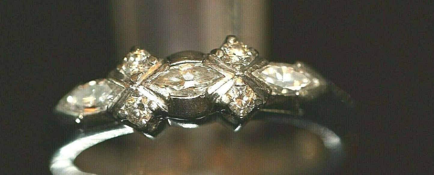 *1950 VINTAGE*  90% Platinum  .48CT TW Diamond  Wedding Band  Ring Size 6 1/4