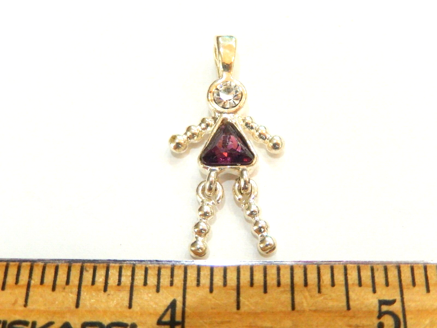 Garnet January Sterling Silver Birthstone Baby Girl Pendant / Charm