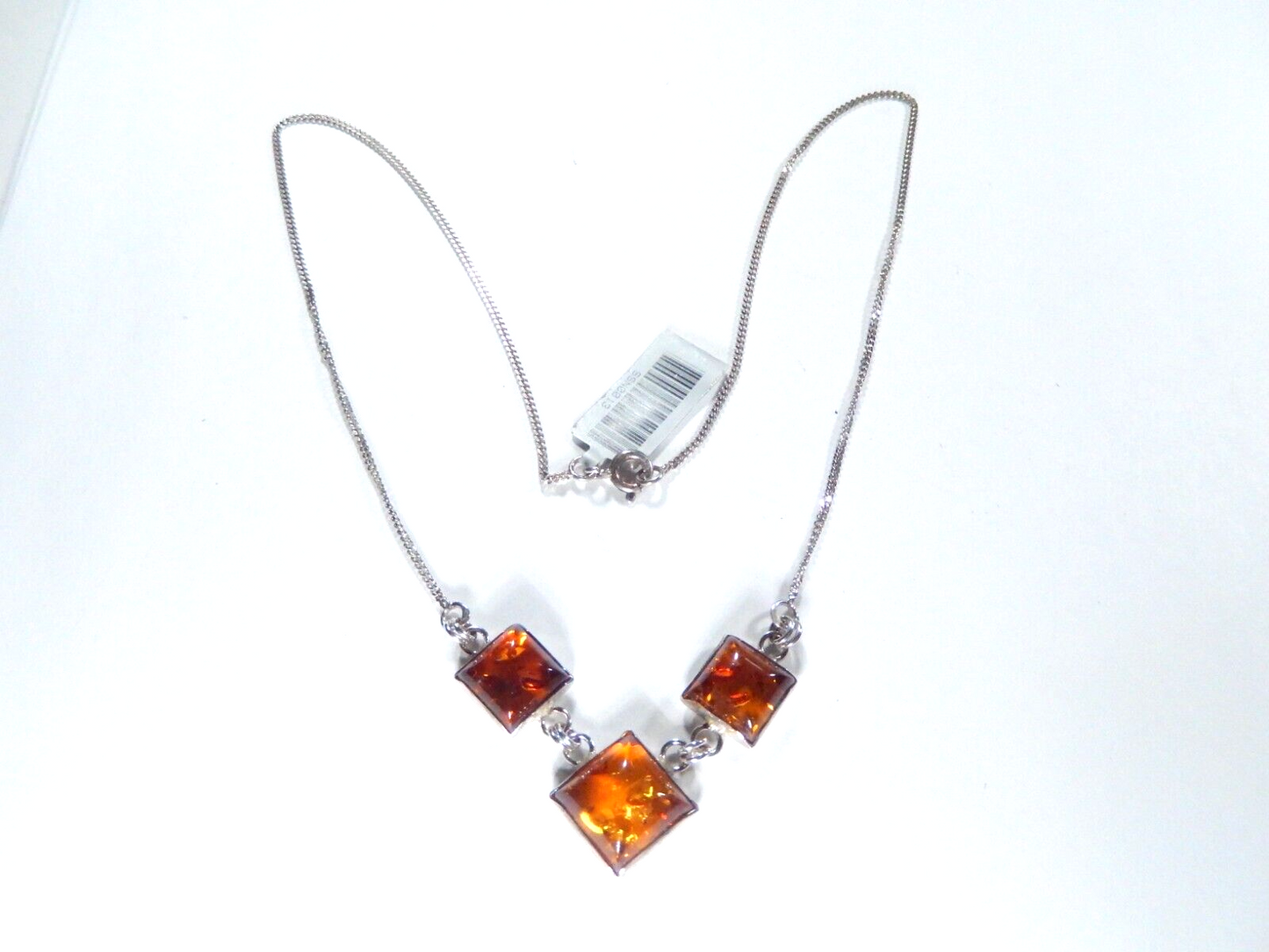 *VINTAGE*  Baltic Amber Sterling Silver Pendant Necklace 925 Cool Piece! 16"