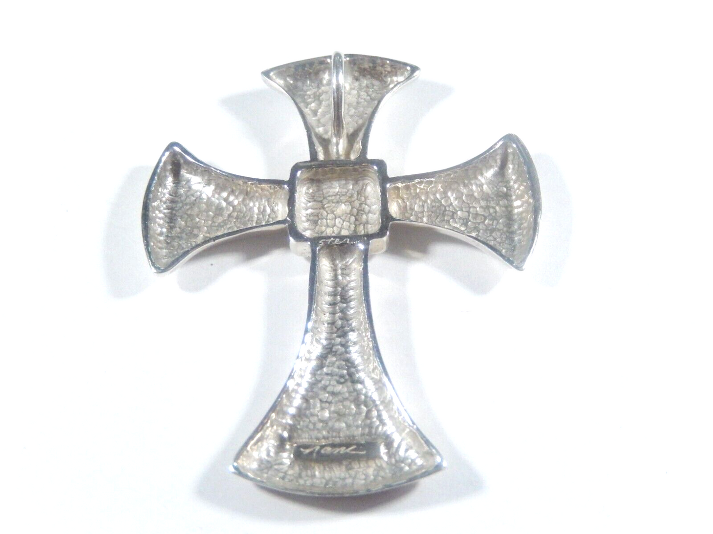 *VINTAGE*  LARGE  925 Sterling Silver Smooth Religious Cross Pendant